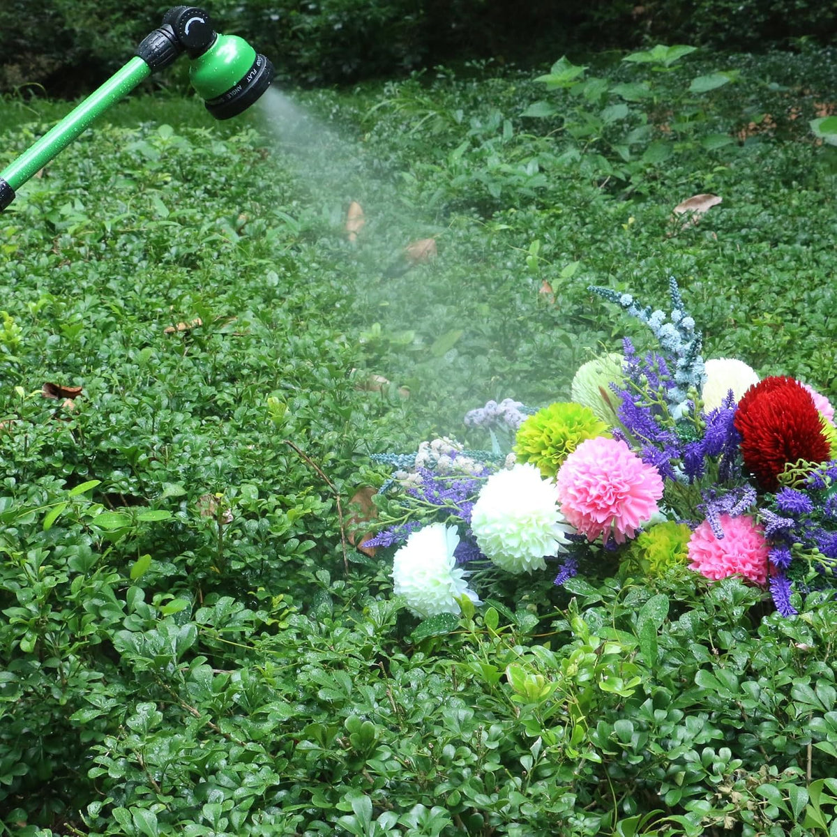 Watering Wand for Garden Hose, Lightweight Metal Turret Wand, Green