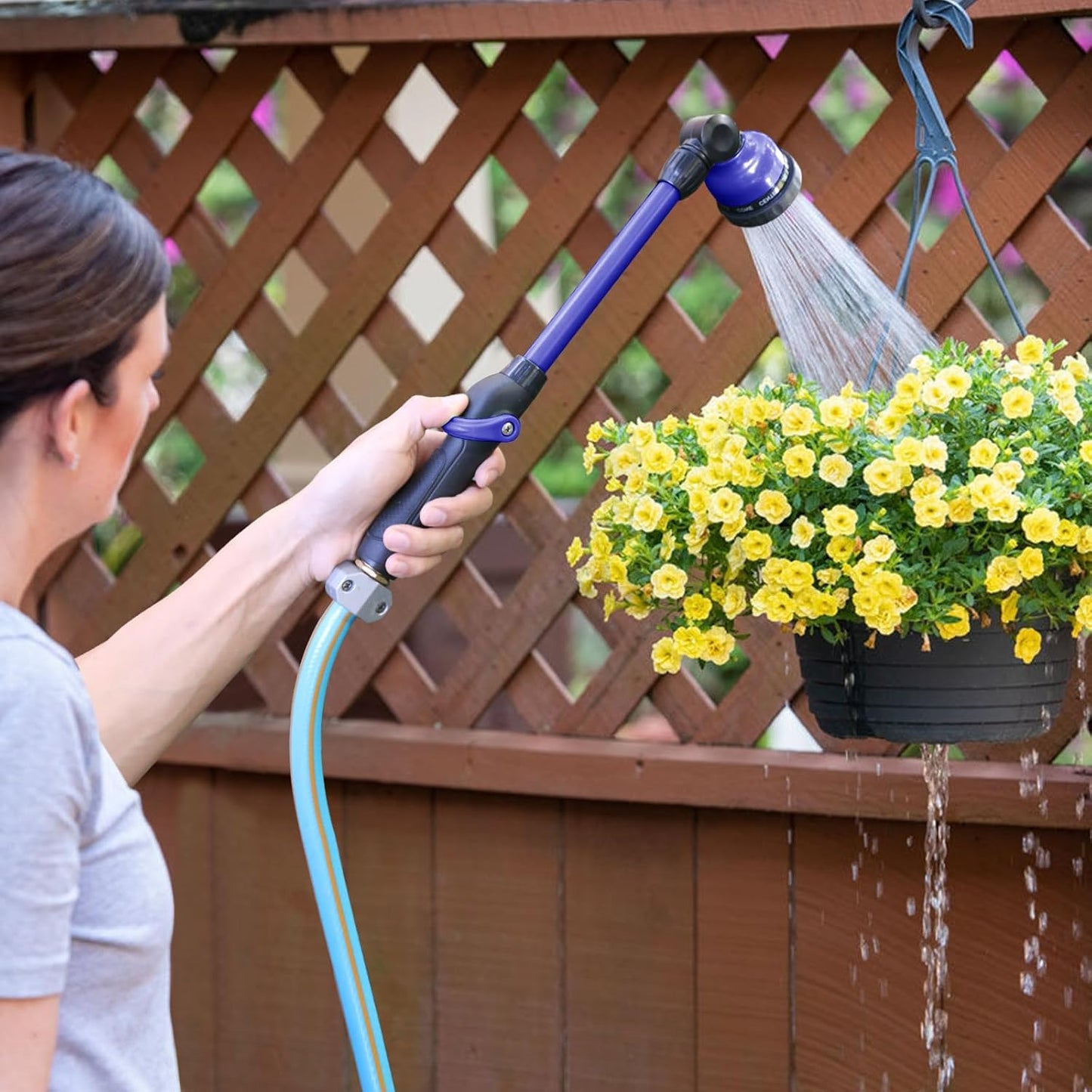 Watering Wand for Garden Hose, Lightweight Metal Turret Wand, Green