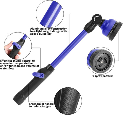 Watering Wand for Garden Hose, Lightweight Metal Turret Wand, Green