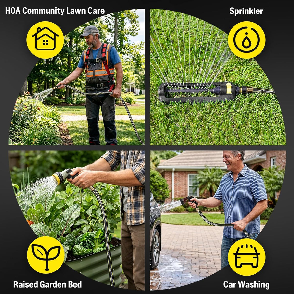 Heavy Duty Metal Garden Hose Reel Wall Mounted, Come with 130ft Rubber Garden Hose & 5ft Lead-in Hose, Brass Fittings, Easy Crank Handle, Weather Resistant