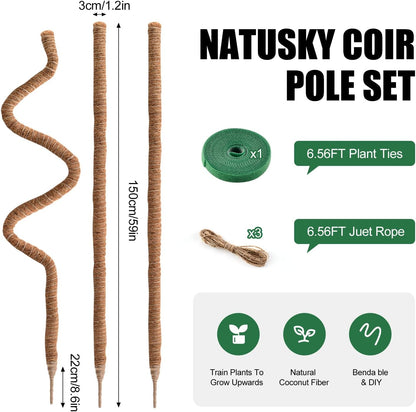 2 Pack Moss Pole 63 Inch Monstera Plant Sticks Support Tall Long Stakes