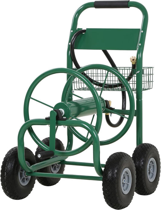 Garden Hose Reel Cart | Holds Upto 300ft of 5/8" Hose | Green