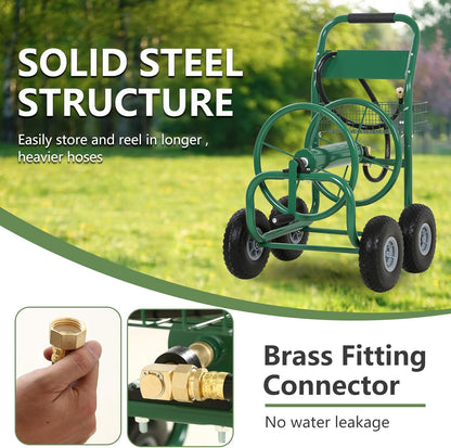 Garden Hose Reel Cart | Holds Upto 300ft of 5/8" Hose | Green