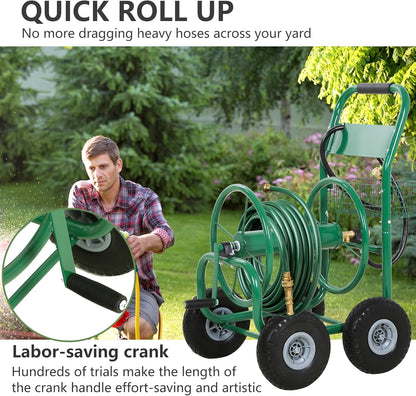 Garden Hose Reel Cart | Holds Upto 300ft of 5/8" Hose | Green