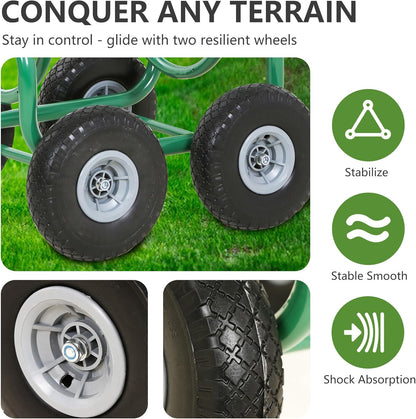 Garden Hose Reel Cart | Holds Upto 300ft of 5/8" Hose | Green