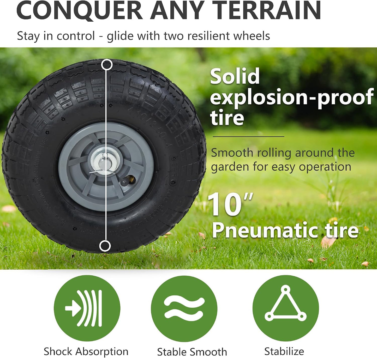 Garden Hose Reel Cart | Holds Upto 300ft of 5/8" Hose | Green