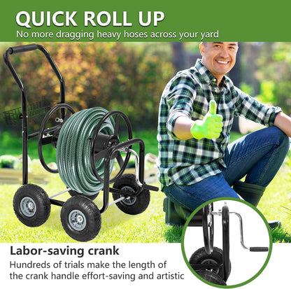 Garden Hose Reel Cart | Holds Upto 300ft of 5/8" Hose | Green