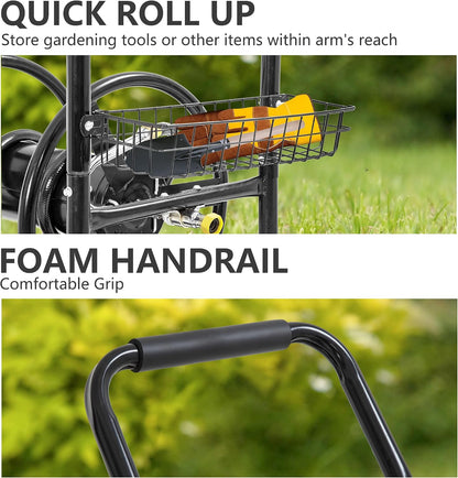 Garden Hose Reel Cart | Holds Upto 300ft of 5/8" Hose | Green
