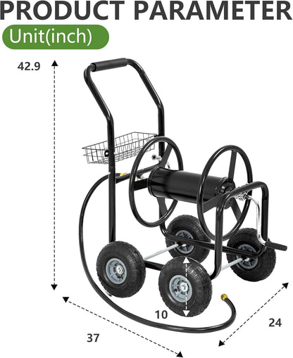 Garden Hose Reel Cart | Holds Upto 300ft of 5/8" Hose | Green
