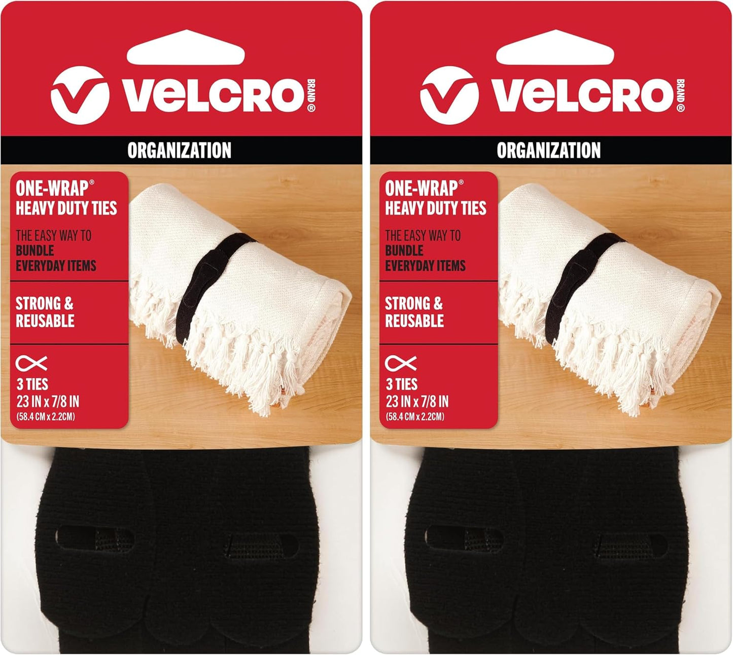 ONE-WRAP Ties, 23in x 7/8in, Black, 3 Pack