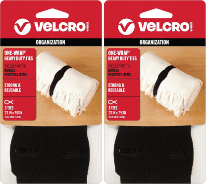 ONE-WRAP Ties, 23in x 7/8in, Black, 3 Pack