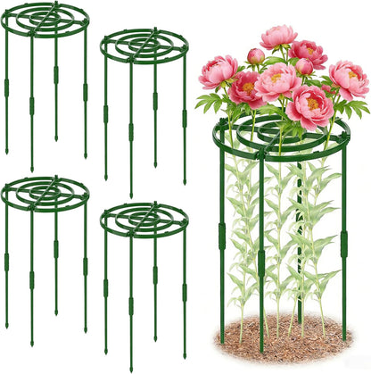 4 Pack Peony Cages and Supports, 11.8" D x 25" H Plastic Plant Supports