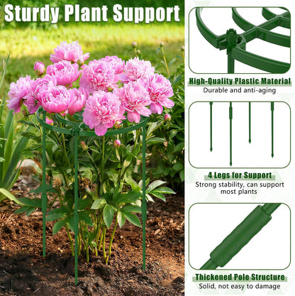 4 Pack Peony Cages and Supports, 11.8" D x 25" H Plastic Plant Supports