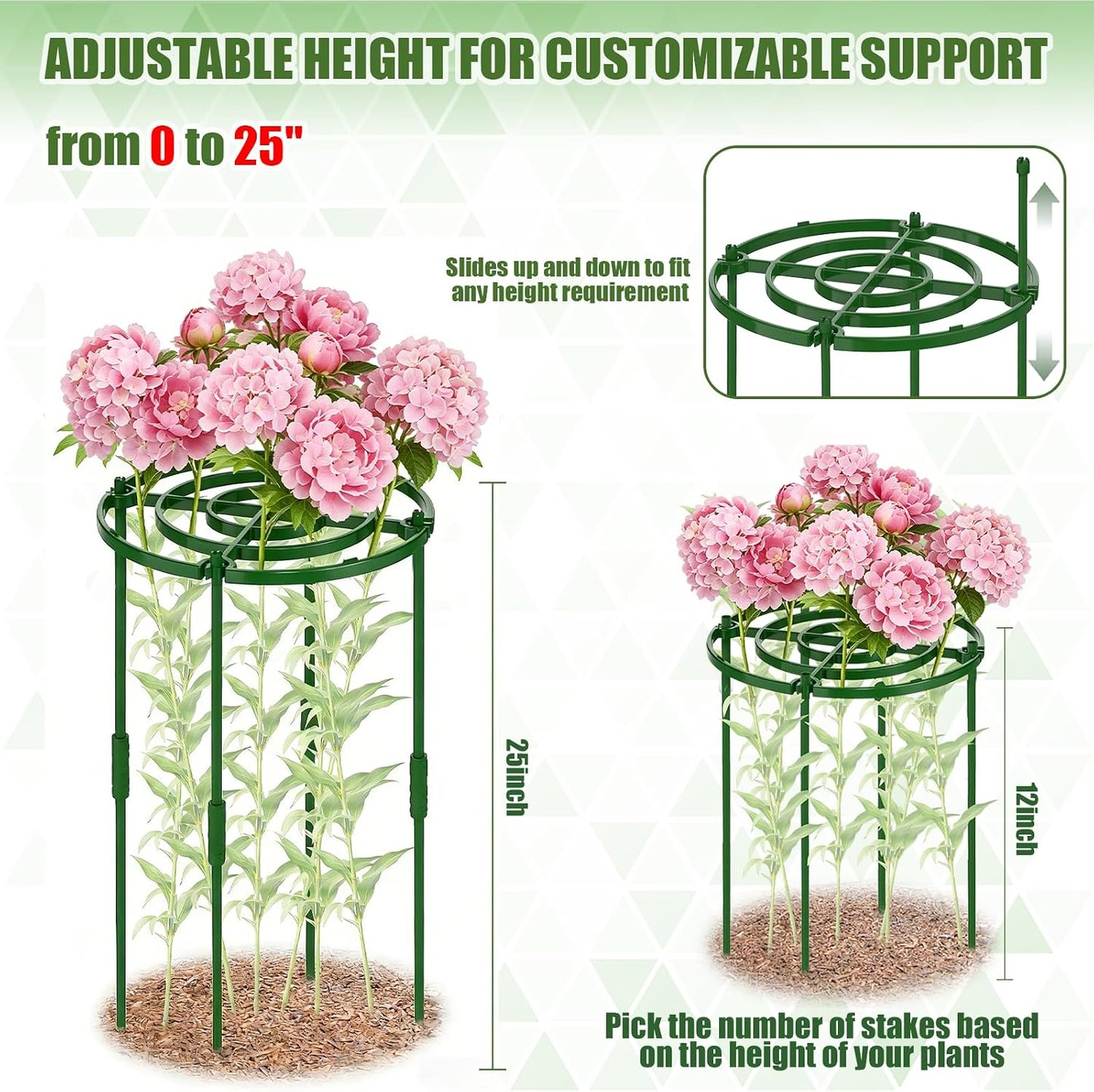 4 Pack Peony Cages and Supports, 11.8" D x 25" H Plastic Plant Supports