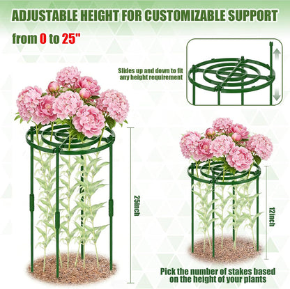4 Pack Peony Cages and Supports, 11.8" D x 25" H Plastic Plant Supports