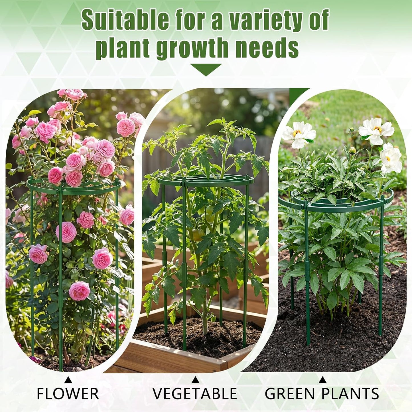 4 Pack Peony Cages and Supports, 11.8" D x 25" H Plastic Plant Supports
