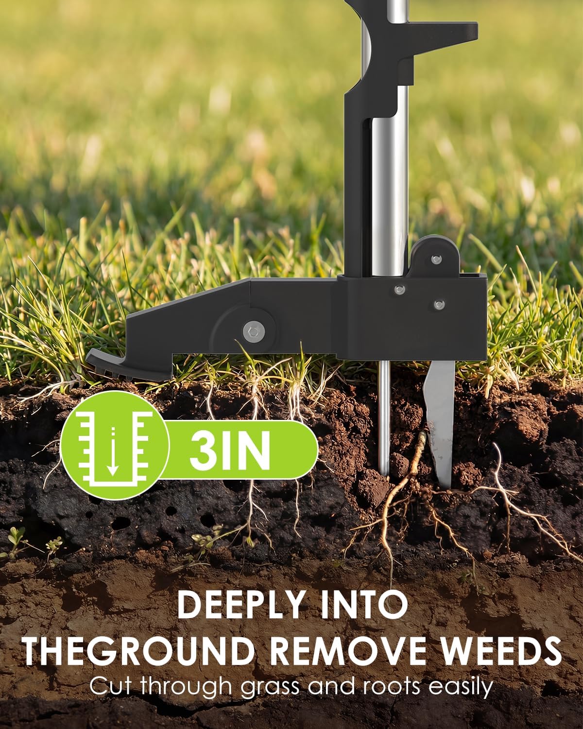 Heavy Duty Stand Up Weed Puller Tool, Weed Removal Tool with 41.3" Long Handle & 4 Claw Steel Head, Garden Hand Weeding Tool-Easily Remove Weeds Without Bending, Pulling, or Kneeling