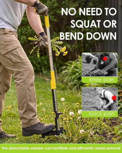 Heavy Duty Stand Up Weed Puller Tool, Weed Removal Tool with 41.3" Long Handle & 4 Claw Steel Head, Garden Hand Weeding Tool-Easily Remove Weeds Without Bending, Pulling, or Kneeling