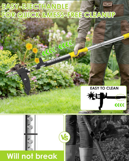 Heavy Duty Stand Up Weed Puller Tool, Weed Removal Tool with 41.3" Long Handle & 4 Claw Steel Head, Garden Hand Weeding Tool-Easily Remove Weeds Without Bending, Pulling, or Kneeling