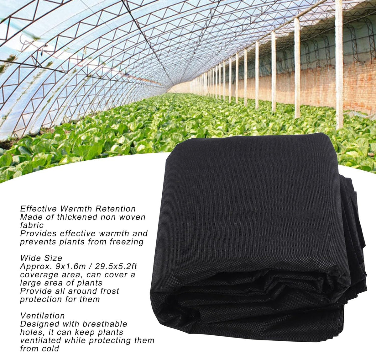 Plant Covers Freeze Protection, Frost Cloth Plant Freeze Protection Roll Floating Row Cover Frost Blanket Frost Cloth(Black)