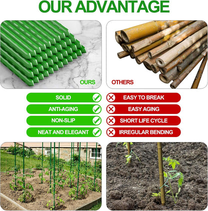 Garden Stakes 48 inch 4ft Sturdy Tomato Stakes, Plant Stakes for Outdoor Plants, Plant Support Sticks for Gardening, Pack of 50