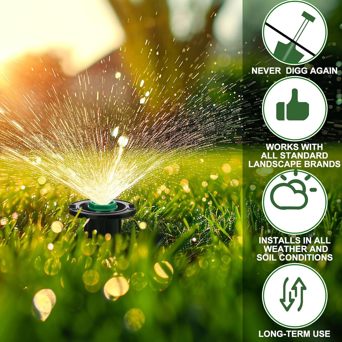 10 Pcs Plastic Flush Head Sprinkler Circle Pop-up Full Sprinklers with Brass Pattern Spray Nozzle 1/2" Female Inlet Thread Compatible with Flush Heads from Other Major Brands 360°