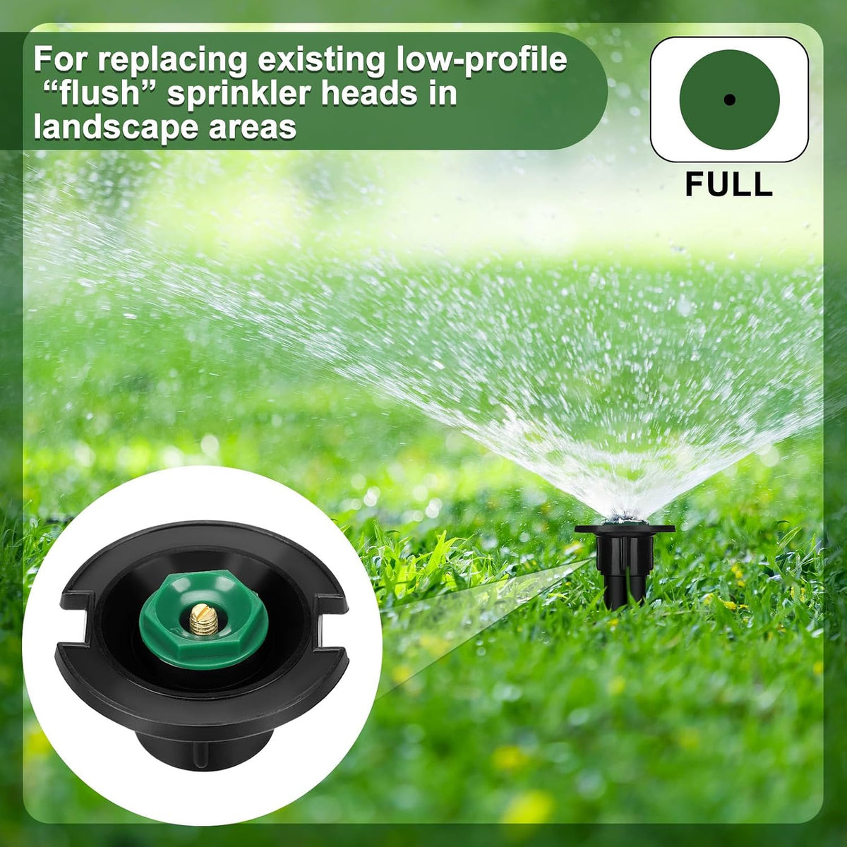 10 Pcs Plastic Flush Head Sprinkler Circle Pop-up Full Sprinklers with Brass Pattern Spray Nozzle 1/2" Female Inlet Thread Compatible with Flush Heads from Other Major Brands 360°