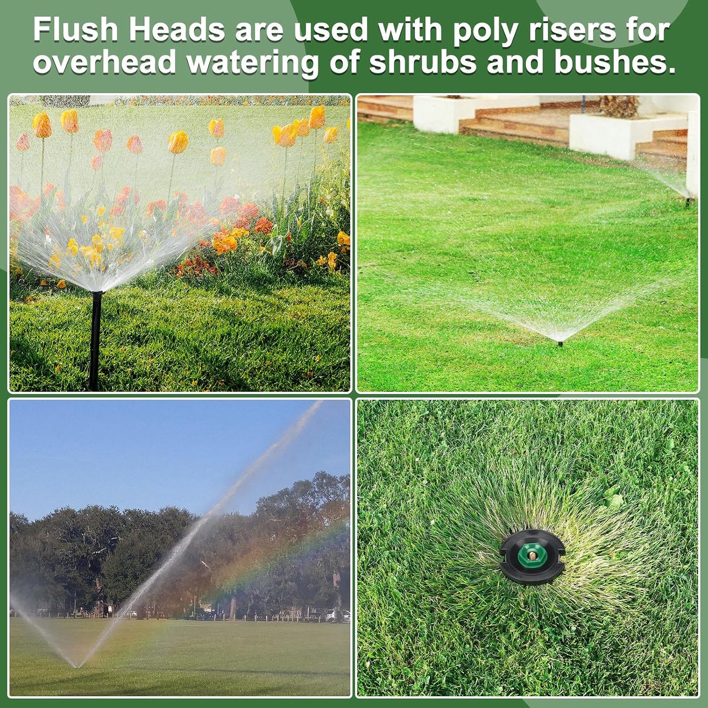 10 Pcs Plastic Flush Head Sprinkler Circle Pop-up Full Sprinklers with Brass Pattern Spray Nozzle 1/2" Female Inlet Thread Compatible with Flush Heads from Other Major Brands 360°