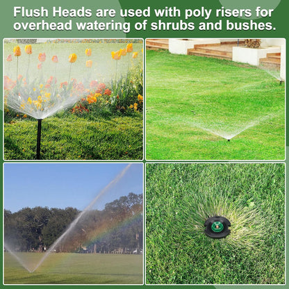 10 Pcs Plastic Flush Head Sprinkler Circle Pop-up Full Sprinklers with Brass Pattern Spray Nozzle 1/2" Female Inlet Thread Compatible with Flush Heads from Other Major Brands 360°