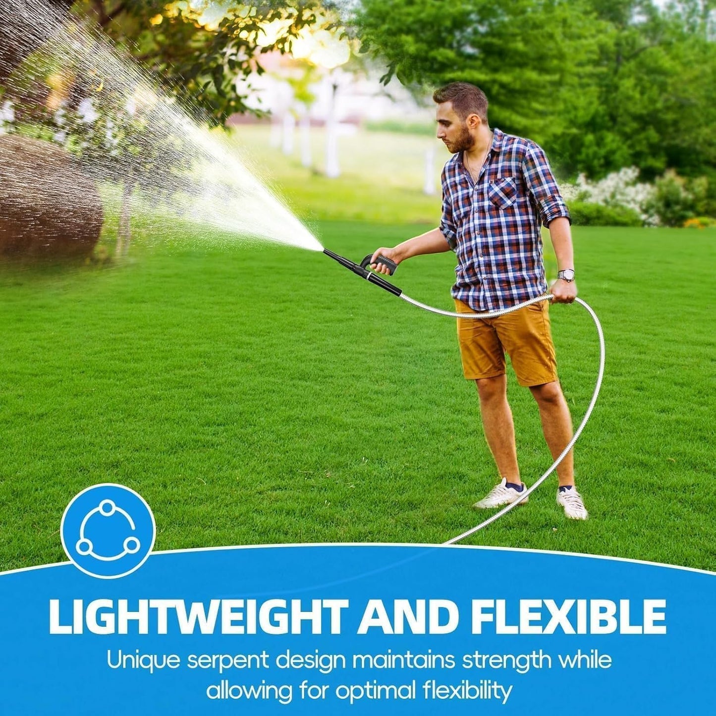 75ft 304 Stainless Steel Metal Garden Hose with Rubber Grip