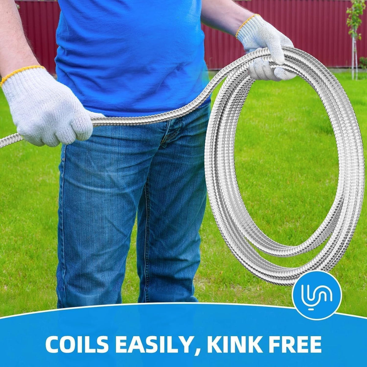 75ft 304 Stainless Steel Metal Garden Hose with Rubber Grip