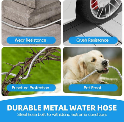75ft 304 Stainless Steel Metal Garden Hose with Rubber Grip