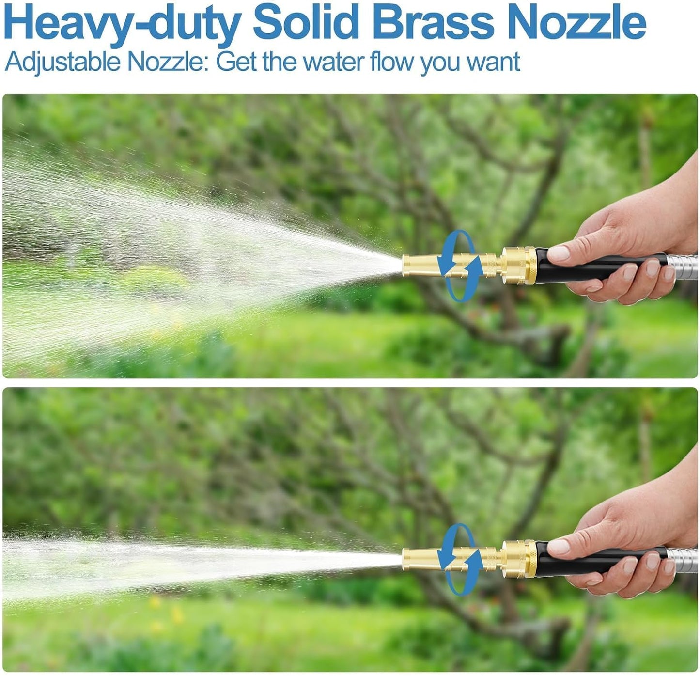 75ft 304 Stainless Steel Metal Garden Hose with Rubber Grip