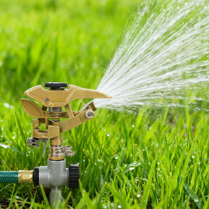 2 Pack Impact Sprinklers on Metal Step Spike, Heavy Duty Zinc Alloy Lawn Sprinkler Head on Spike Base, Adjustable 360 Degree Watering Sprinkler for Large Area Grass Garden Irrigation
