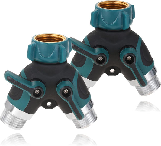 Garden Hose Splitter, 2 Way Hose Connector with 3/4" Connector
