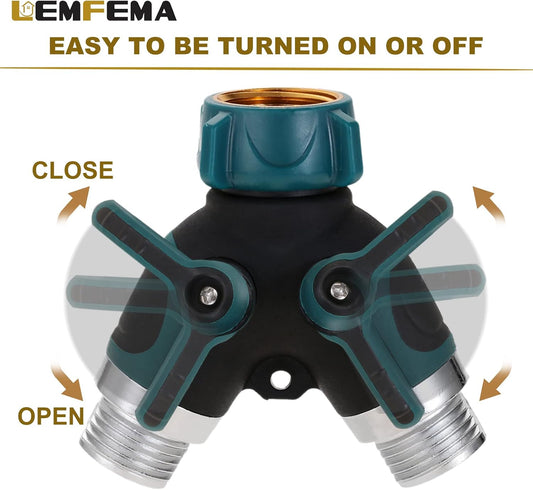 Garden Hose Splitter, 2 Way Hose Connector with 3/4" Connector
