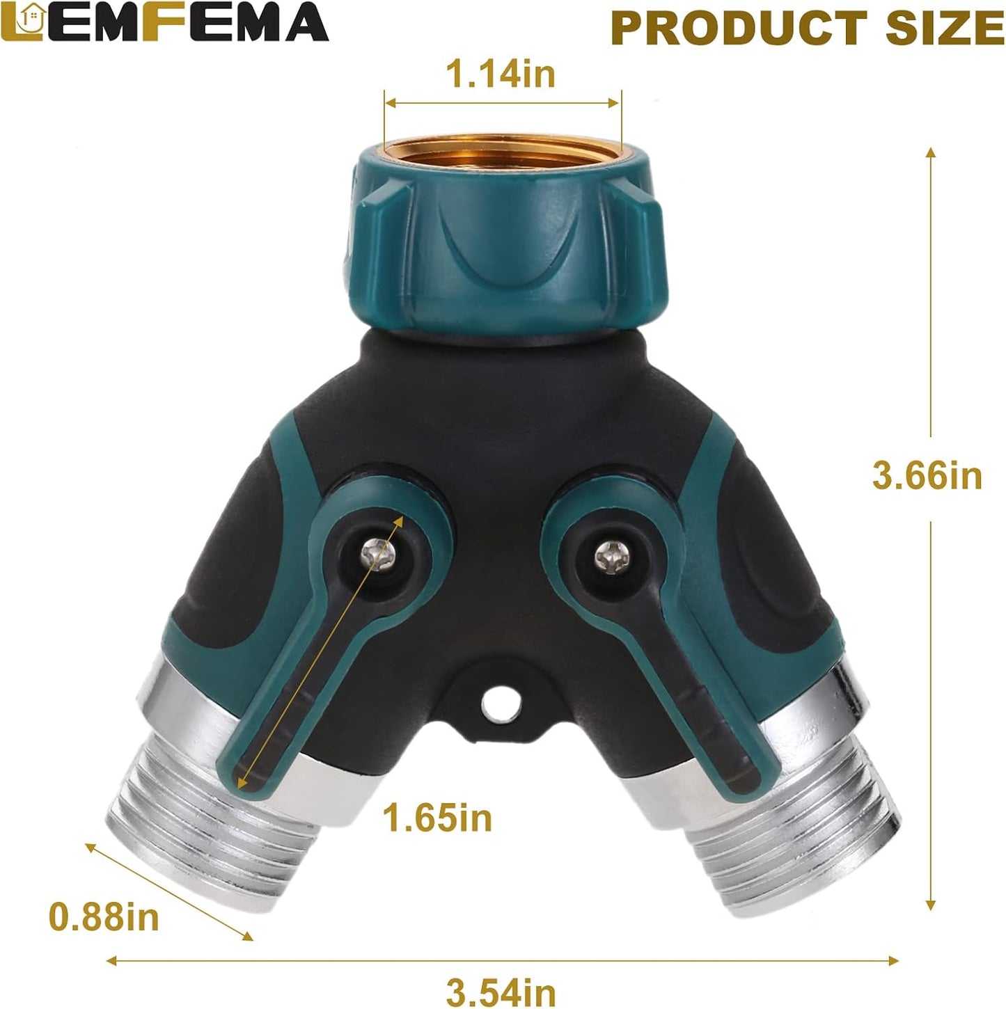 Garden Hose Splitter, 2 Way Hose Connector with 3/4" Connector