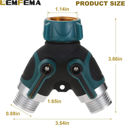 Garden Hose Splitter, 2 Way Hose Connector with 3/4" Connector