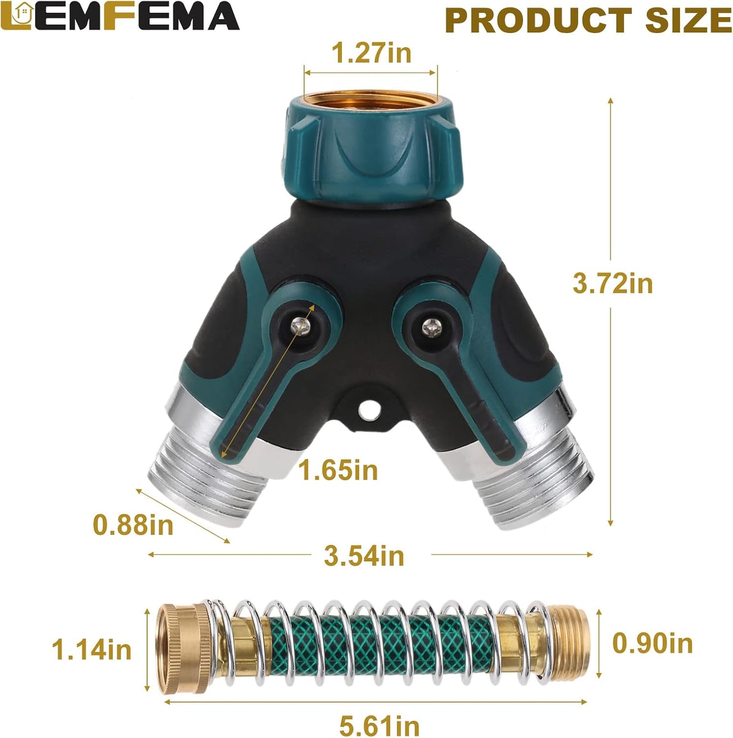 Garden Hose Splitter, 2 Way Hose Connector with 3/4" Connector
