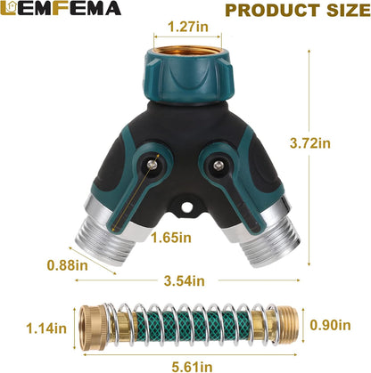 Garden Hose Splitter, 2 Way Hose Connector with 3/4" Connector