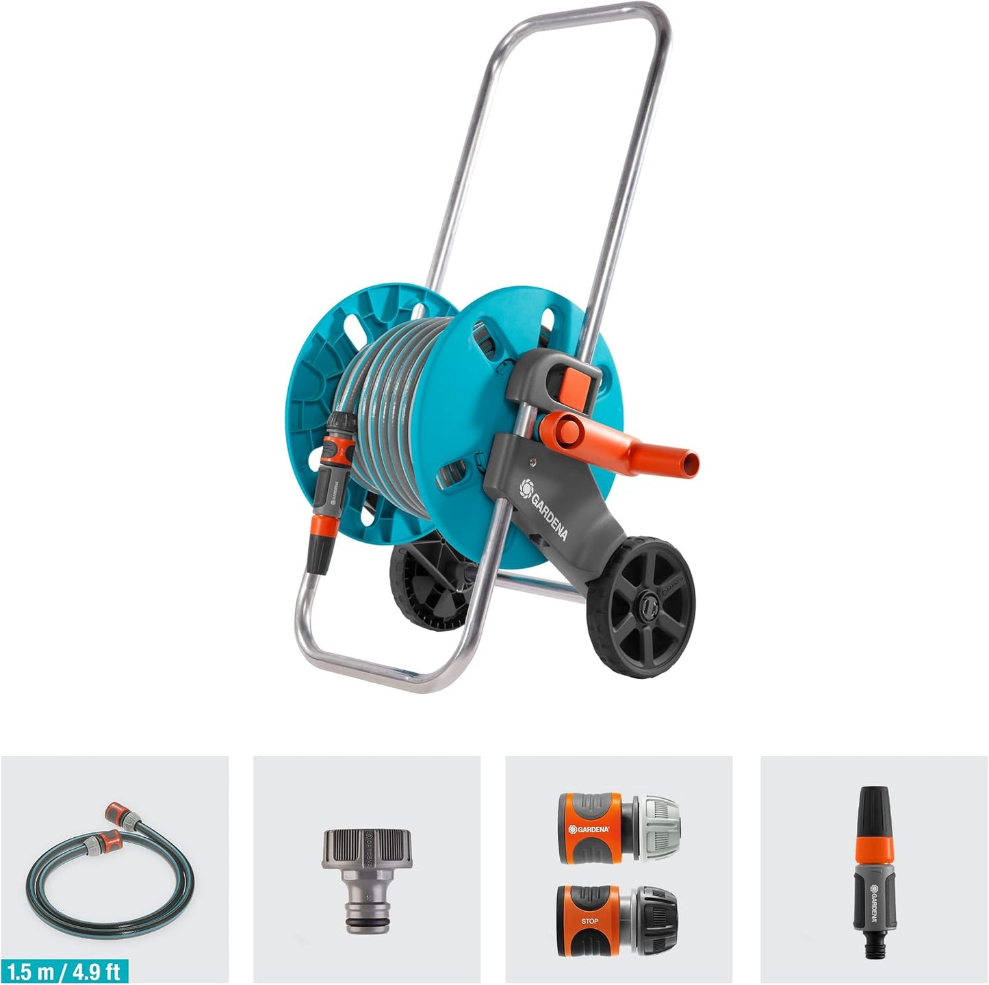 (18517) CleverRoll (1/2" Small/Medium) Frost-Proof Hose Cart, Includes 60' 1/2" Hose, for Convenient Hose Storage and Watering, Hose Included