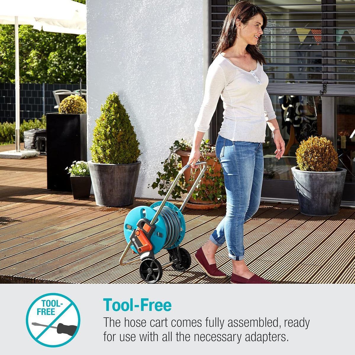 (18517) CleverRoll (1/2" Small/Medium) Frost-Proof Hose Cart, Includes 60' 1/2" Hose, for Convenient Hose Storage and Watering, Hose Included