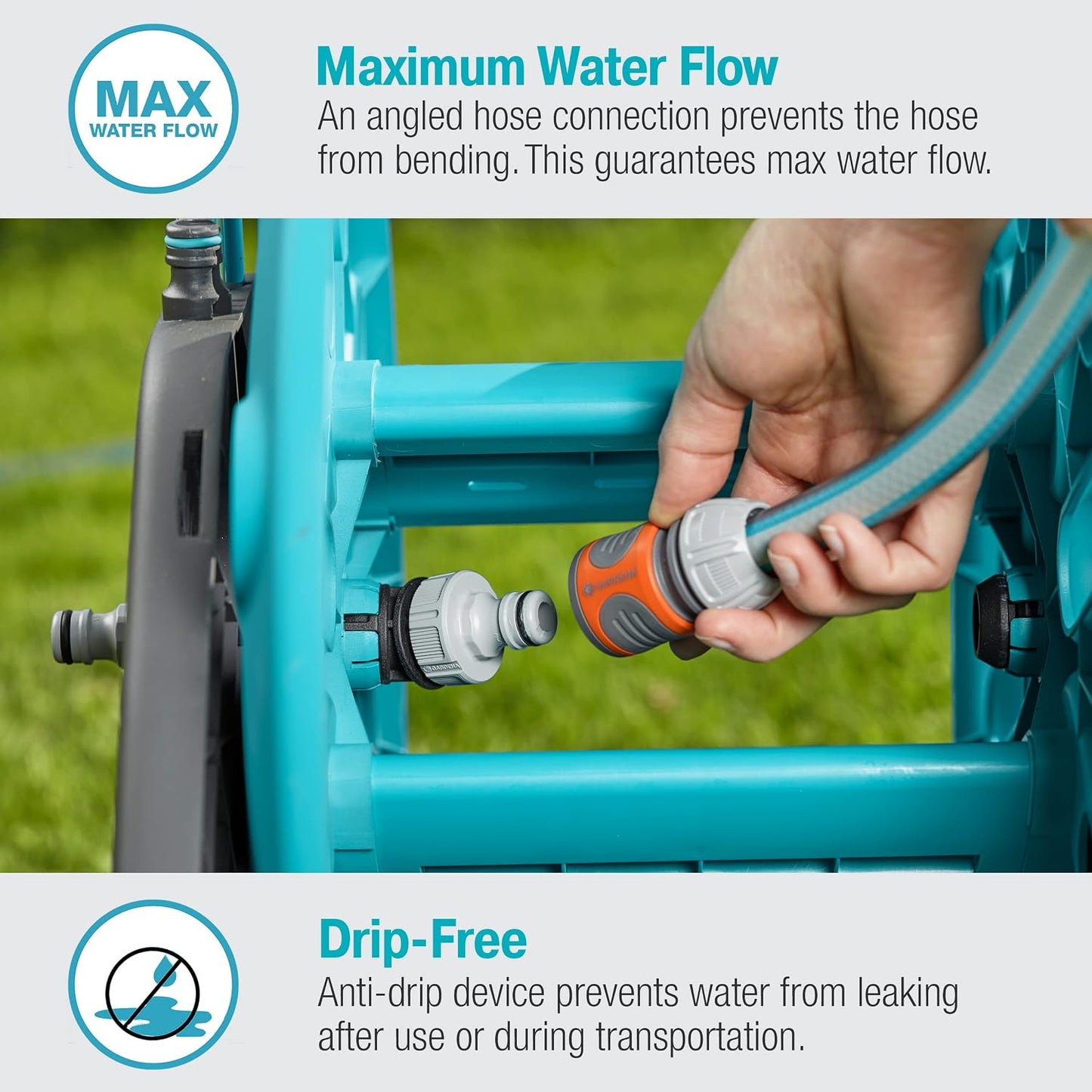 (18517) CleverRoll (1/2" Small/Medium) Frost-Proof Hose Cart, Includes 60' 1/2" Hose, for Convenient Hose Storage and Watering, Hose Included