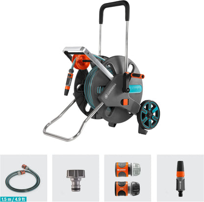 (18517) CleverRoll (1/2" Small/Medium) Frost-Proof Hose Cart, Includes 60' 1/2" Hose, for Convenient Hose Storage and Watering, Hose Included