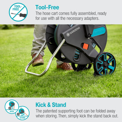 (18517) CleverRoll (1/2" Small/Medium) Frost-Proof Hose Cart, Includes 60' 1/2" Hose, for Convenient Hose Storage and Watering, Hose Included