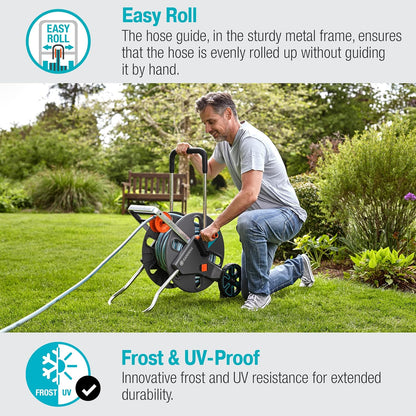 (18517) CleverRoll (1/2" Small/Medium) Frost-Proof Hose Cart, Includes 60' 1/2" Hose, for Convenient Hose Storage and Watering, Hose Included