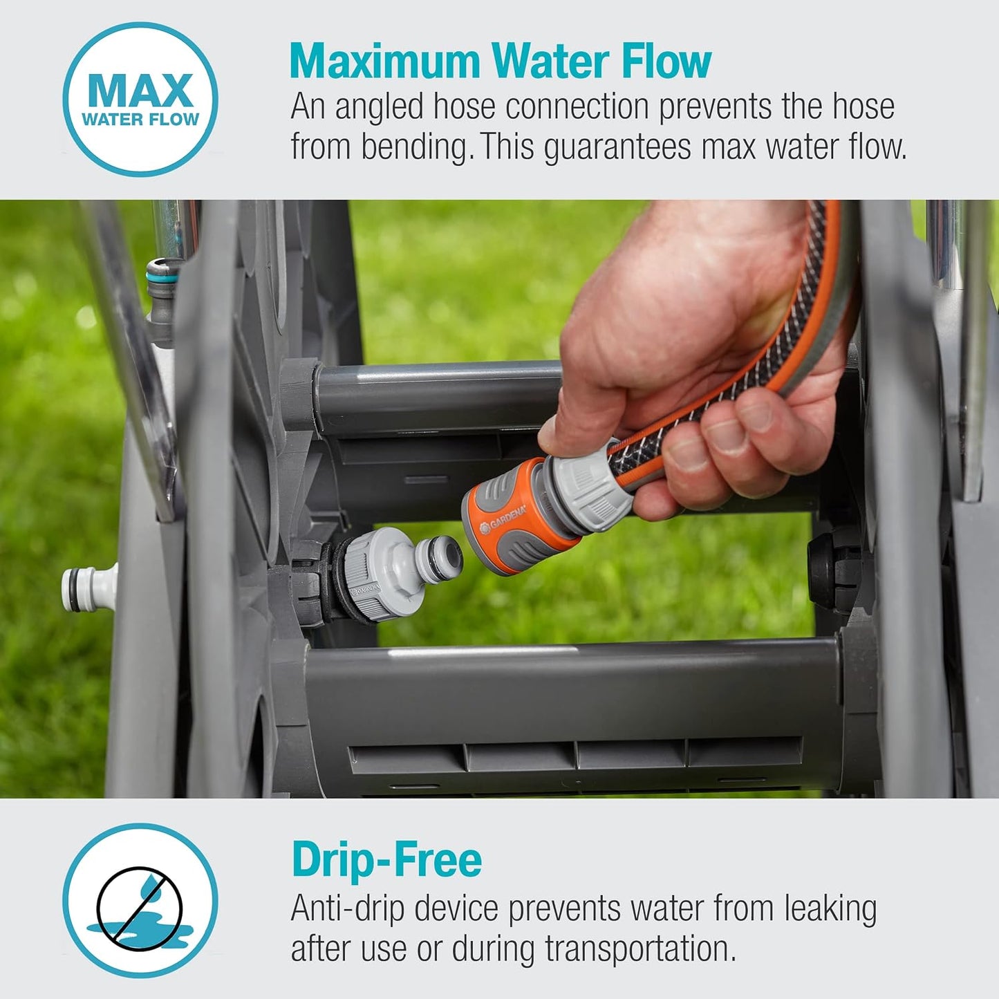 (18517) CleverRoll (1/2" Small/Medium) Frost-Proof Hose Cart, Includes 60' 1/2" Hose, for Convenient Hose Storage and Watering, Hose Included