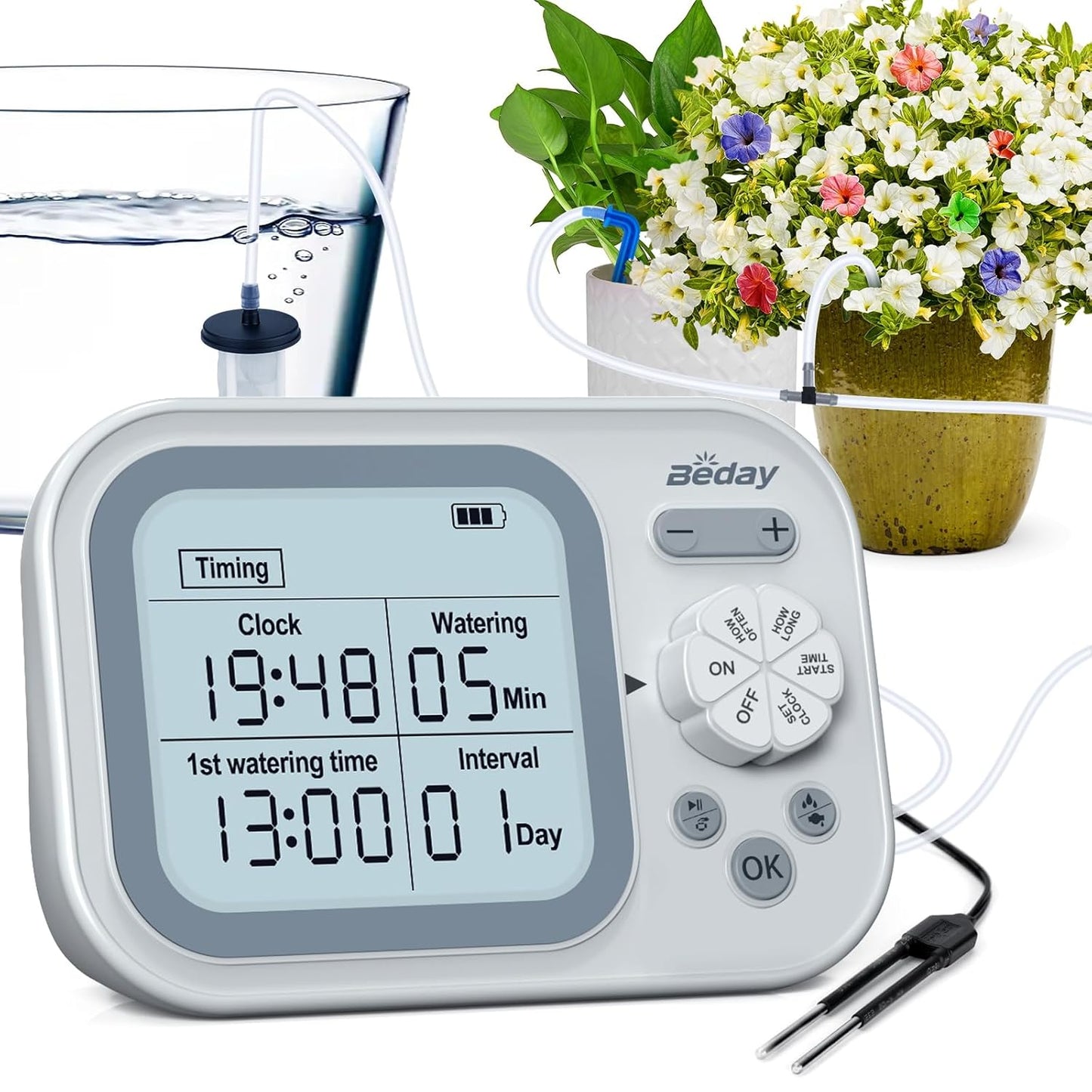 Solar Drip Irrigation System, 490 Timer Modes, 50FT Automatic Plant Watering Kit for 15 Potted Plants, IP67 Waterproof Auto Solar Irrigation Indoor and Outdoor Use for Garden,Balcony, Patio