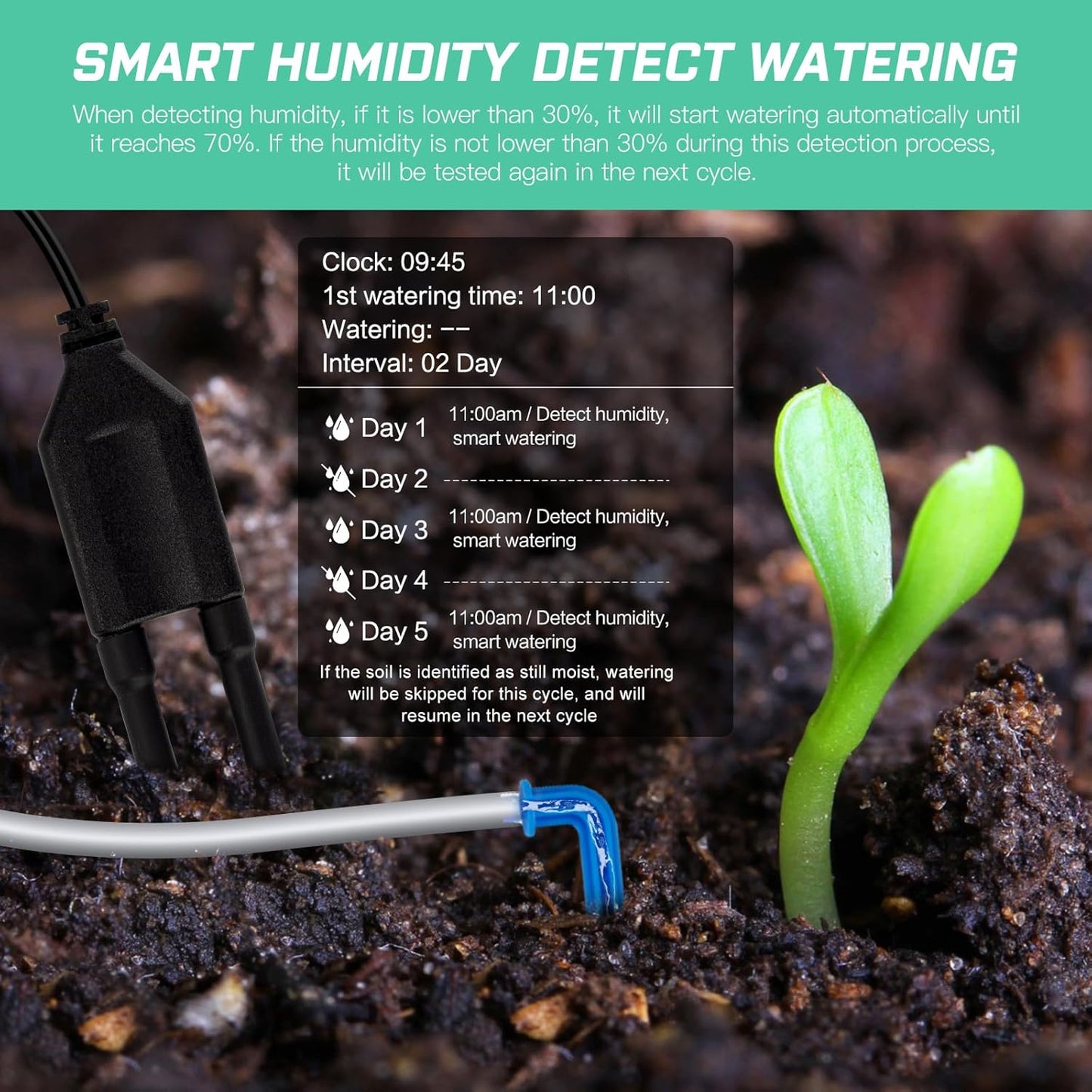 Solar Drip Irrigation System, 490 Timer Modes, 50FT Automatic Plant Watering Kit for 15 Potted Plants, IP67 Waterproof Auto Solar Irrigation Indoor and Outdoor Use for Garden,Balcony, Patio