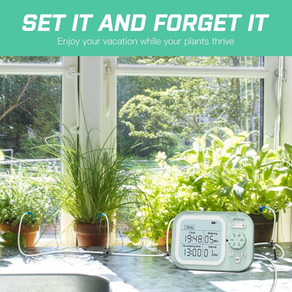 Solar Drip Irrigation System, 490 Timer Modes, 50FT Automatic Plant Watering Kit for 15 Potted Plants, IP67 Waterproof Auto Solar Irrigation Indoor and Outdoor Use for Garden,Balcony, Patio